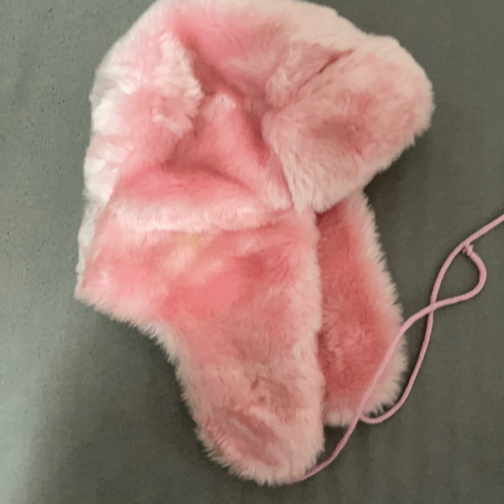 Pink furry aviator winter hat rarely worn